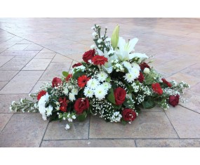 Red and white elongated...