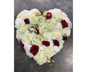 Red and white funeral heart 2