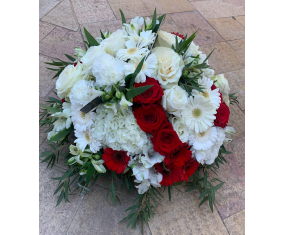 Red and white funeral round... 2